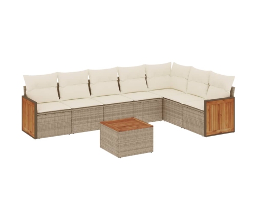 vidaXL 8-daļīgs dārza dīvāna komplekts, matrači, bēša PE rotangpalma