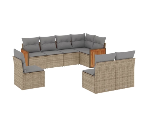 vidaXL 8-daļīgs dārza dīvāna komplekts, matrači, bēša PE rotangpalma