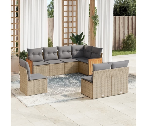 vidaXL 8-daļīgs dārza dīvāna komplekts, matrači, bēša PE rotangpalma