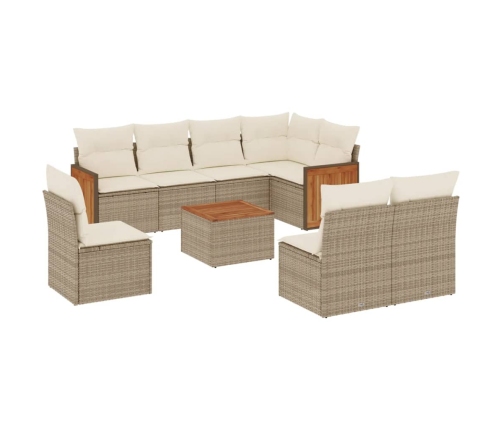 vidaXL 9-daļīgs dārza dīvānu komplekts, matrači, bēša PE rotangpalma