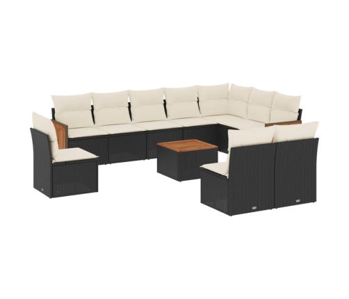 vidaXL 11-daļīgs dārza dīvāna komplekts, matrači, melna PE rotangpalma