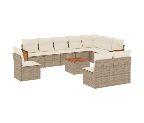 11-Daļīgs Dārza Dīvāna Komplekts, Matrači, Bēša Pe Rotangpalma Vidaxl