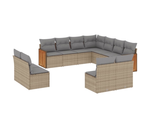 vidaXL 11-daļīgs dārza dīvāna komplekts, matrači, bēša PE rotangpalma