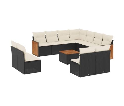 vidaXL 12-daļīgs dārza dīvānu komplekts, matrači, melna PE rotangpalma