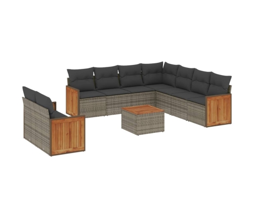 vidaXL 10-daļīgs dārza dīvāna komplekts ar matračiem, pelēks PE pinums