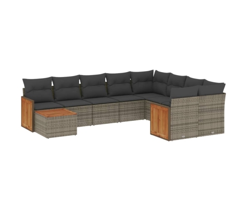 vidaXL 10-daļīgs dārza dīvāna komplekts ar matračiem, pelēks PE pinums