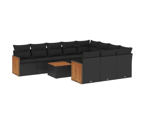 11-Daļīgs Dārza Dīvāna Komplekts, Matrači, Melna Pe Rotangpalma Vidaxl