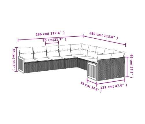 10-Daļīgs Dārza Dīvāna Komplekts, Matrači, Melna Pe Rotangpalma Vidaxl
