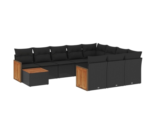 11-Daļīgs Dārza Dīvāna Komplekts, Matrači, Melna Pe Rotangpalma Vidaxl