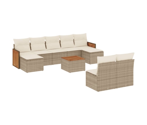 vidaXL 10-daļīgs dārza dīvāna komplekts, matrači, bēša PE rotangpalma