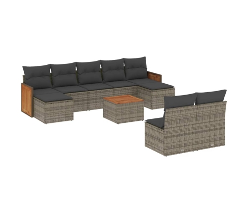 10-Daļīgs Dārza Dīvāna Komplekts Ar Matračiem, Pelēks Pe Pinums Vidaxl