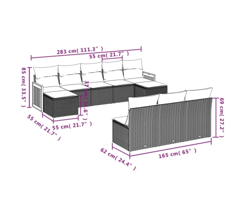 10-Daļīgs Dārza Dīvāna Komplekts, Matrači, Bēša Pe Rotangpalma Vidaxl