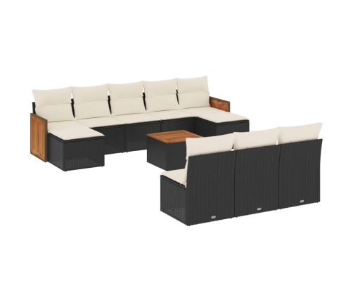 vidaXL 11-daļīgs dārza dīvāna komplekts, matrači, melna PE rotangpalma