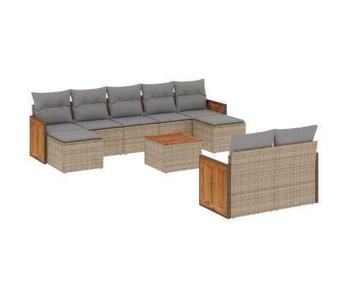 10-Daļīgs Dārza Dīvāna Komplekts, Matrači, Bēša Pe Rotangpalma Vidaxl