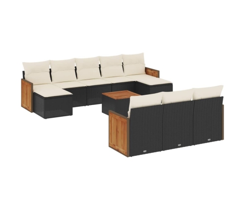 11-Daļīgs Dārza Dīvāna Komplekts, Matrači, Melna Pe Rotangpalma Vidaxl