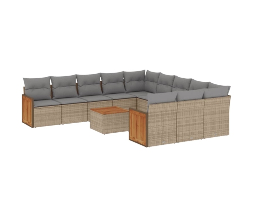 vidaXL 12-daļīgs dārza dīvāna komplekts, matrači, bēša PE rotangpalma