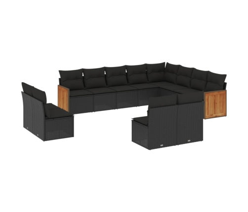 vidaXL 12-daļīgs dārza dīvānu komplekts, matrači, melna PE rotangpalma