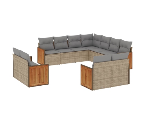 11-Daļīgs Dārza Dīvāna Komplekts, Matrači, Bēša Pe Rotangpalma Vidaxl