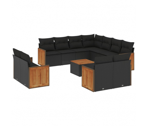 vidaXL 12-daļīgs dārza dīvānu komplekts, matrači, melna PE rotangpalma