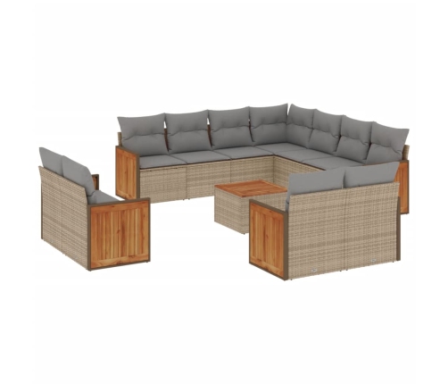 12-Daļīgs Dārza Dīvāna Komplekts, Matrači, Bēša Pe Rotangpalma Vidaxl