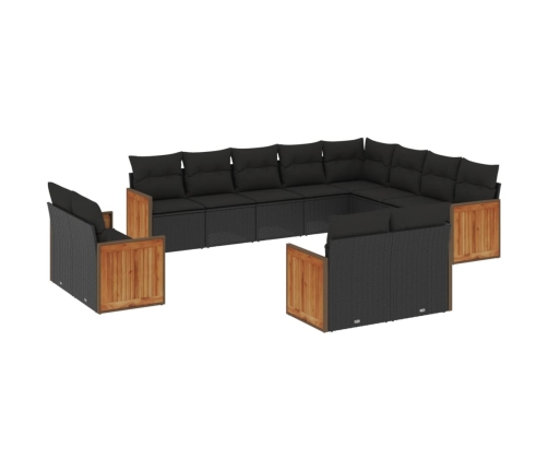 vidaXL 12-daļīgs dārza dīvānu komplekts, matrači, melna PE rotangpalma