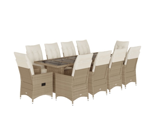 11Daļīgs Bistro Mēbeļu Komplekts, Matrači, Bēša Pe Rotangpalma Vidaxl