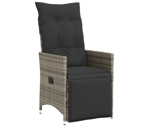 vidaXL 11-daļīgs bistro mēbeļu komplekts, matrači, pelēks PE