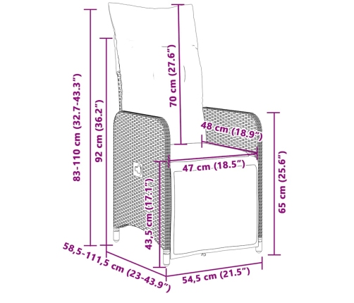 11Daļīgs Bistro Mēbeļu Komplekts, Matrači, Melna Pe Rotangpalma Vidaxl