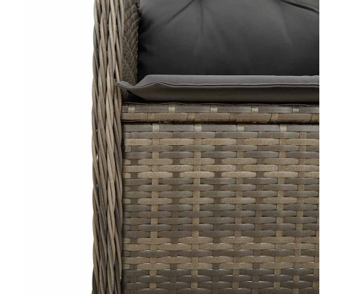 vidaXL 11-daļīgs bistro mēbeļu komplekts, matrači, pelēks PE