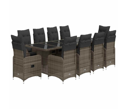 11-Daļīgs Bistro Mēbeļu Komplekts, Matrači, Pelēks Pe Vidaxl