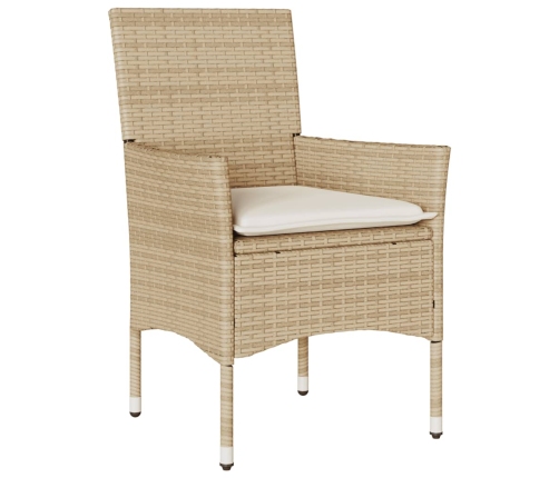 vidaXL 11-daļīgs dārza mēbeļu komplekts, matrači, bēša PE rotangpalma