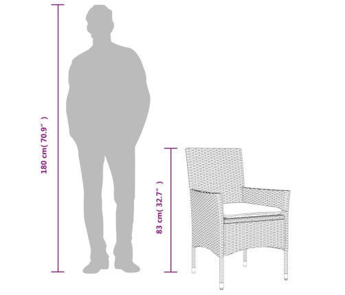 vidaXL 11-daļīgs dārza mēbeļu komplekts, matrači, bēša PE rotangpalma