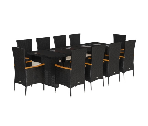 11-Daļīgs Dārza Mēbeļu Komplekts, Matrači, Melna Pe Rotangpalma Vidaxl