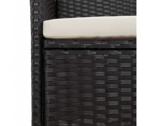 vidaXL 11-daļīgs dārza mēbeļu komplekts, matrači, melna PE rotangpalma