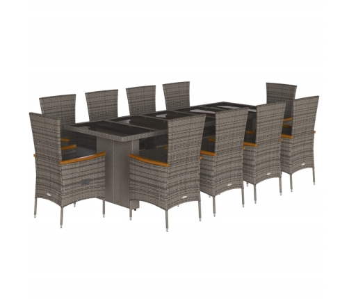 vidaXL 11-daļīgs dārza mēbeļu komplekts ar matračiem, PE rotangpalma