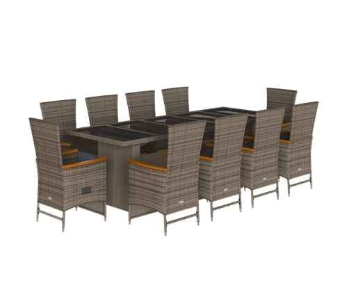 vidaXL 11-daļīgs dārza mēbeļu komplekts ar matračiem, PE rotangpalma