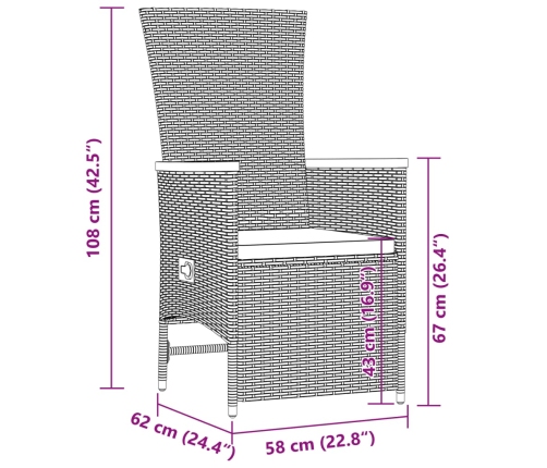 vidaXL 11-daļīgs dārza mēbeļu komplekts ar matračiem, PE rotangpalma