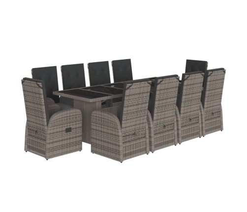 vidaXL 11-daļīgs dārza mēbeļu komplekts ar matračiem, PE rotangpalma