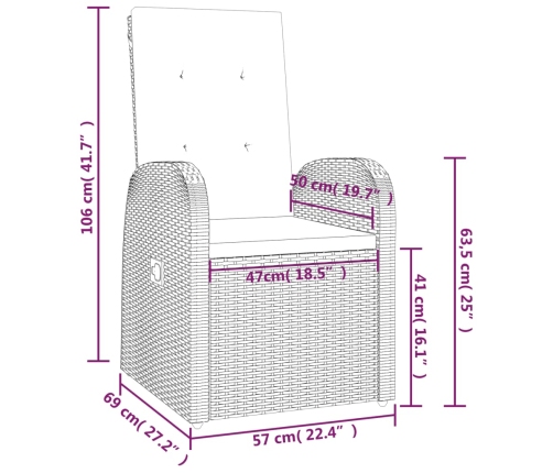 vidaXL 11-daļīgs dārza mēbeļu komplekts ar matračiem, PE rotangpalma