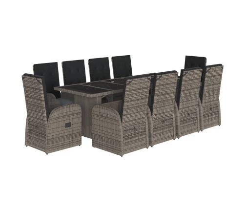 vidaXL 11-daļīgs dārza mēbeļu komplekts ar matračiem, PE rotangpalma