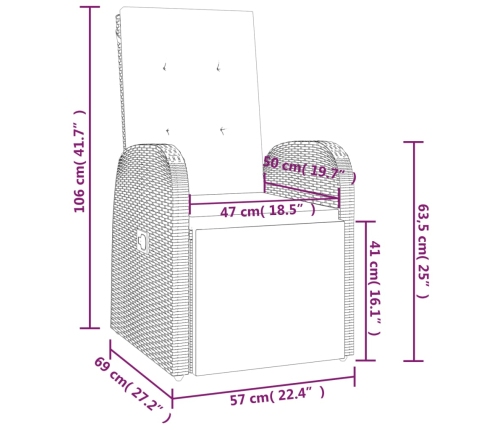 vidaXL 11-daļīgs dārza mēbeļu komplekts ar matračiem, PE rotangpalma