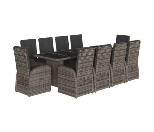 vidaXL 11-daļīgs dārza mēbeļu komplekts ar matračiem, PE rotangpalma