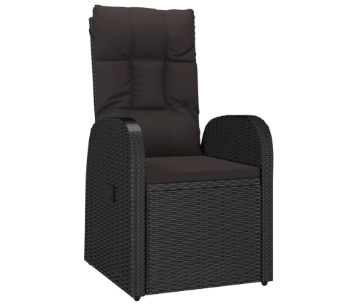 vidaXL 11-daļīgs dārza mēbeļu komplekts, matrači, melna PE rotangpalma