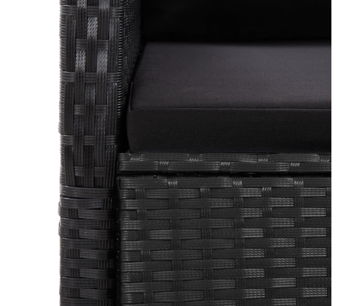 vidaXL 11-daļīgs dārza mēbeļu komplekts, matrači, melna PE rotangpalma