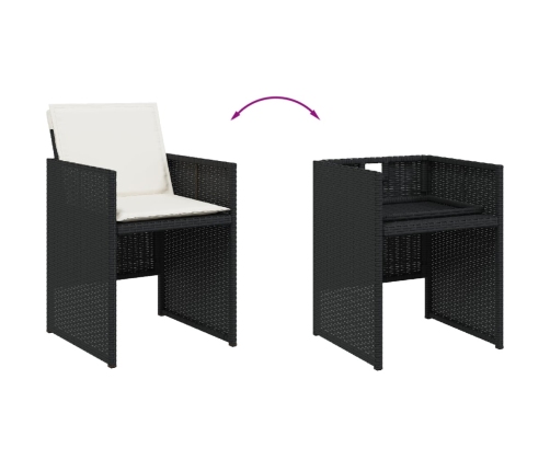 vidaXL 11-daļīgs dārza mēbeļu komplekts, matrači, melna PE rotangpalma