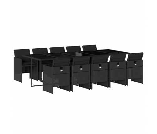 vidaXL 11-daļīgs dārza mēbeļu komplekts, matrači, melna PE rotangpalma