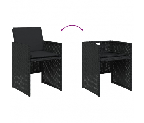 vidaXL 11-daļīgs dārza mēbeļu komplekts, matrači, melna PE rotangpalma