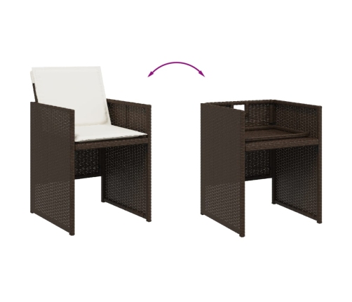 vidaXL 11-daļīgs dārza mēbeļu komplekts, matrači, brūna PE rotangpalma