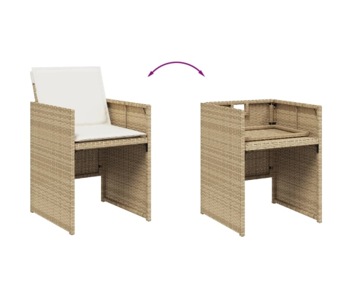 vidaXL 11-daļīgs dārza mēbeļu komplekts, matrači, bēša PE rotangpalma