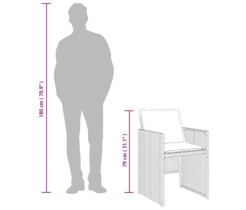 vidaXL 11-daļīgs dārza mēbeļu komplekts, matrači, bēša PE rotangpalma